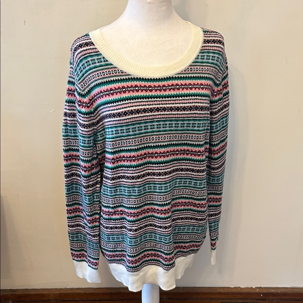 Talbots fairisle multicolored long sleeve sweater Size 1X EUC
